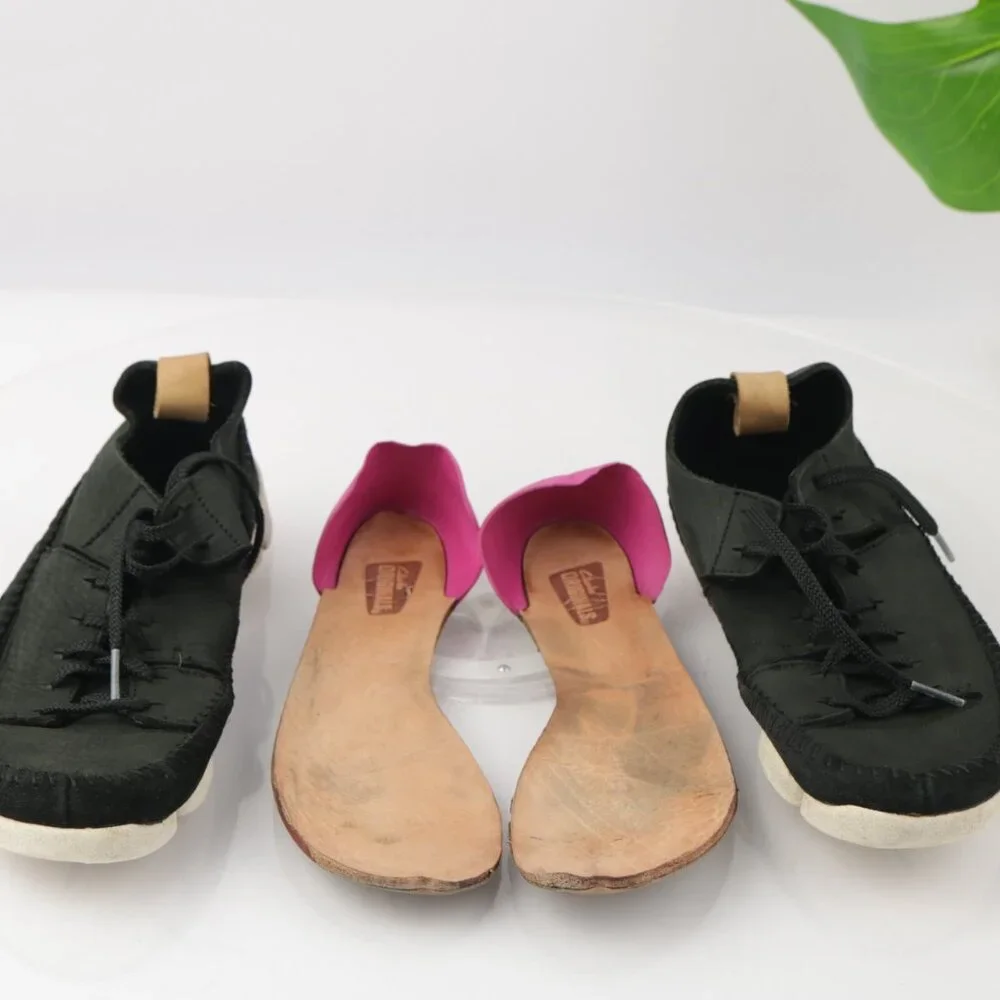 Clarks Originals Womens Trigenix Flex Sneaker Size 7.5 Black Nubuck Lace Up Shoe